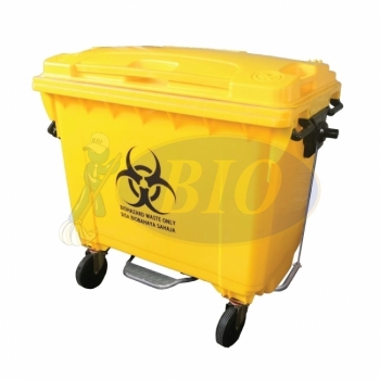 1100L Biohazard Mobile Garbage Bin 4-Wheel C/W Foot Pedal